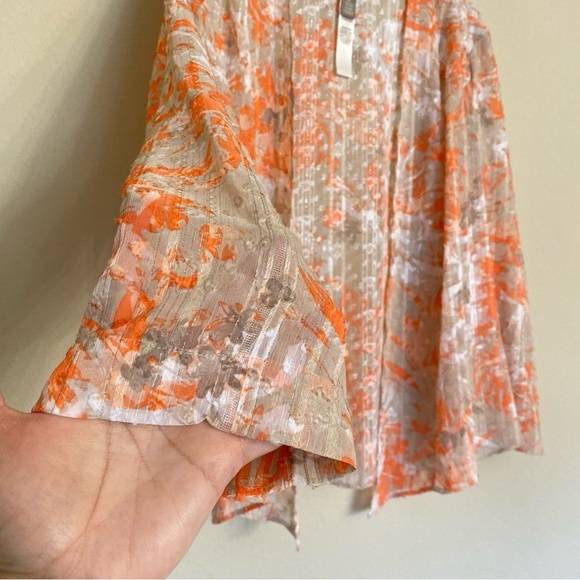 Chico’s Camo Foliage Sheer Jacket Peach Cream Size 2 Large - Picture 7 of 16